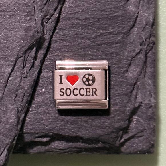 I ♥️ Soccer Italian Charm Bracelet Link - Picture 1 of 1